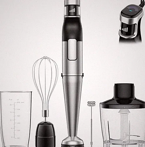 BESROY Hand Blender 1100W Immersion Stick Mixer 6-in-1 Food Processor Whisk Cup