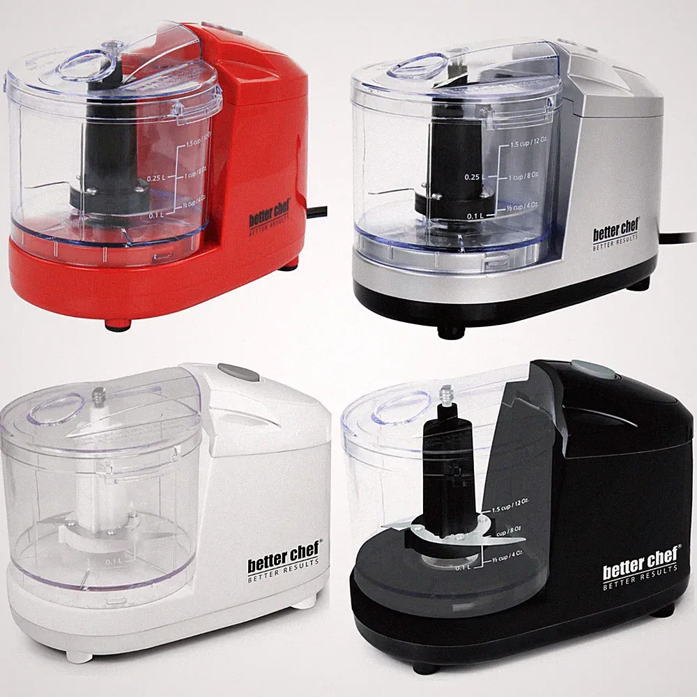 Better Chef 1.5-Cup Mini Chopper Food Processor w Detachable Bowl, Lid & Blade