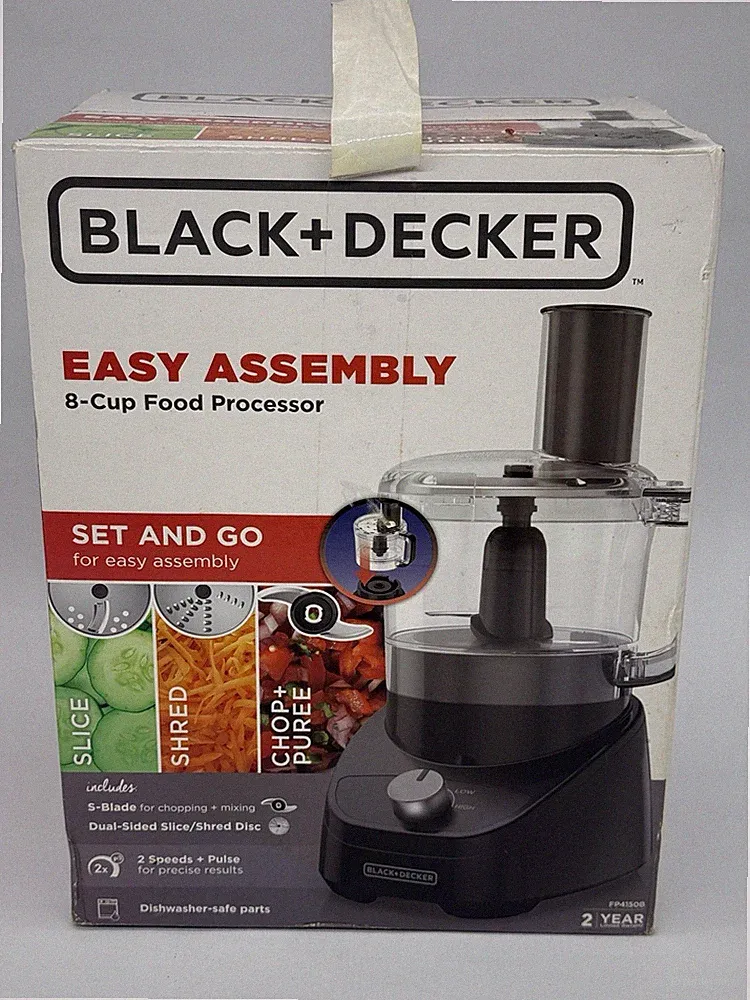 Black+Decker 3-in-1 Easy Assembly 8-Cup Food Processor, Black, FP4150B
