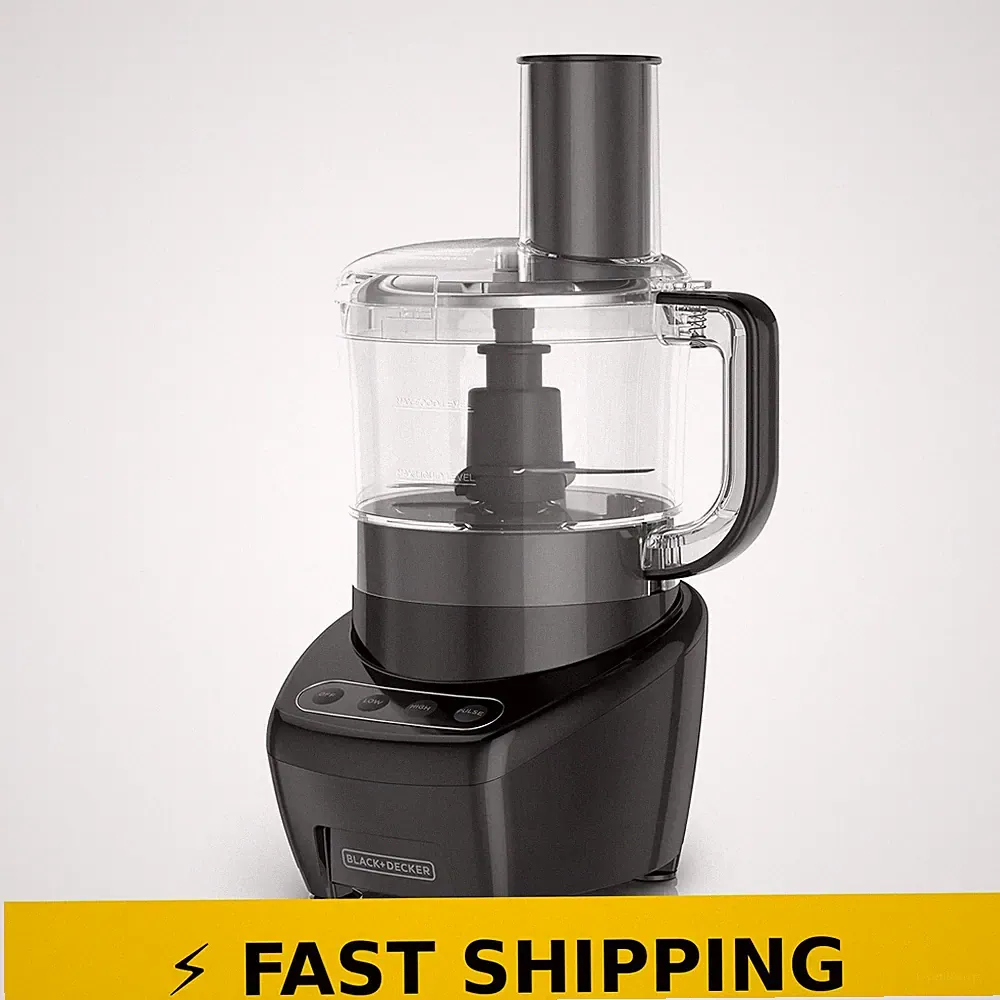 BLACK+DECKER 8-Cup Food Processor - Stainless Steel S-Blade, Touchpad Black