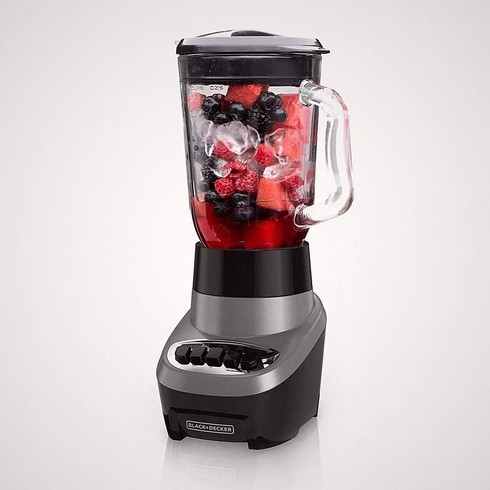 BLACK+DECKER BL1220SG 6-Cup Food Blender, Black/Silver, Multi-Function, 1.42 L