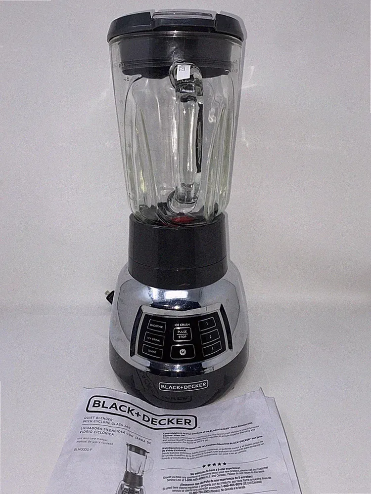 BLACK+DECKER BL1400DG-P: 6-Cup Quiet Blender w/ Cyclone Glass Jar - Silver