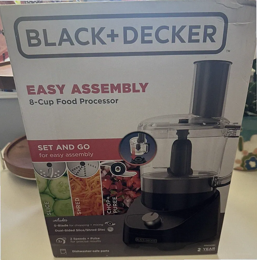 Black+Decker Easy Assembly 8-Cup Food Processor 5 Blades FP4150BC New Sealed