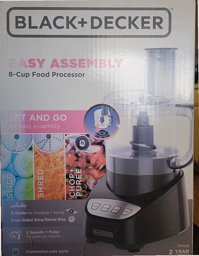 BLACK+DECKER FP4100B 8-Cup Food Processor 450W 2 Speeds Dishwasher-Safe S-Blade