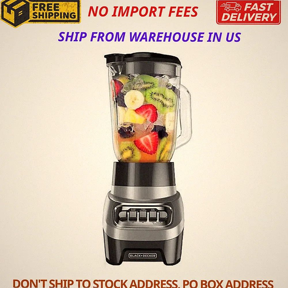 BLACK+DECKER PowerCrush Multi-Function Blender with 6-Cup Glass Jar, Silve