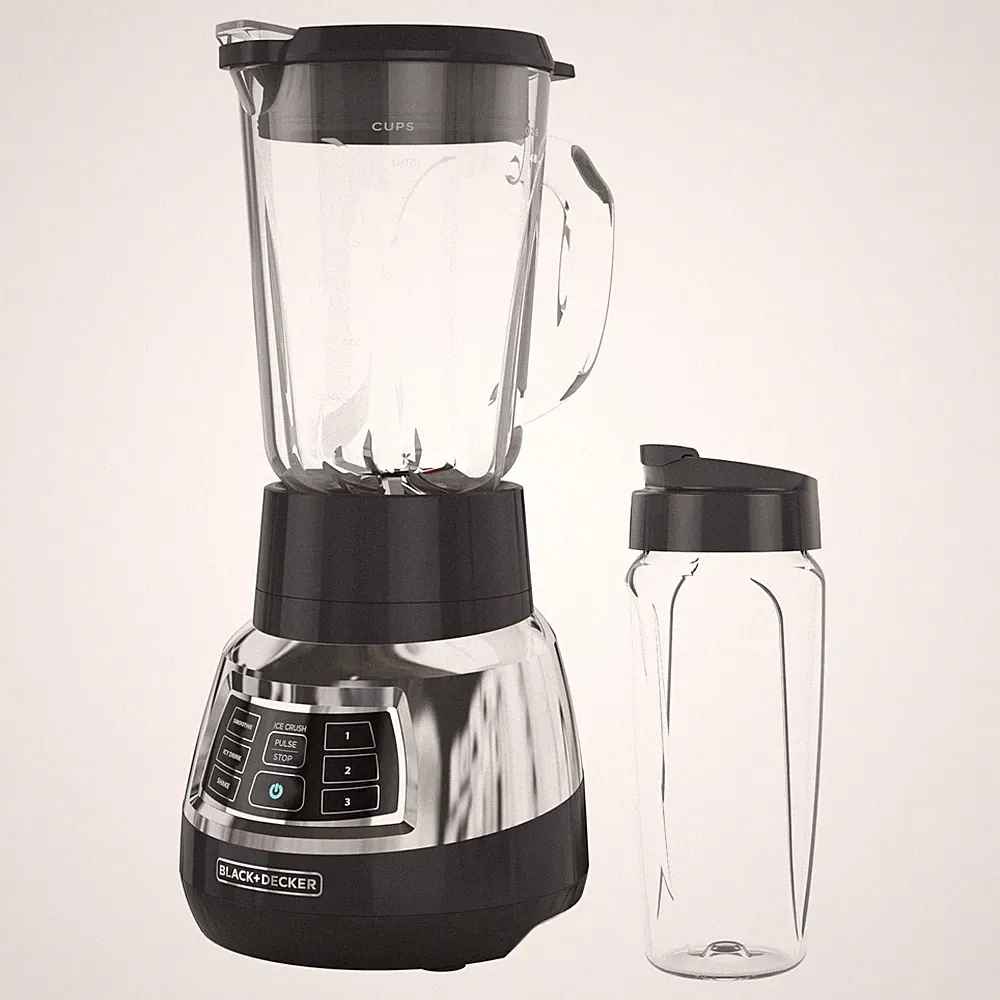 Black+Decker Quiet Blender 6 Cup Glass Jar 24 oz Personal Jar 900W Stainless