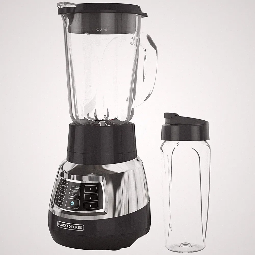BLACK+DECKER Quiet Blender 900W 6-Cup Glass Jar & 24oz Personal Jar