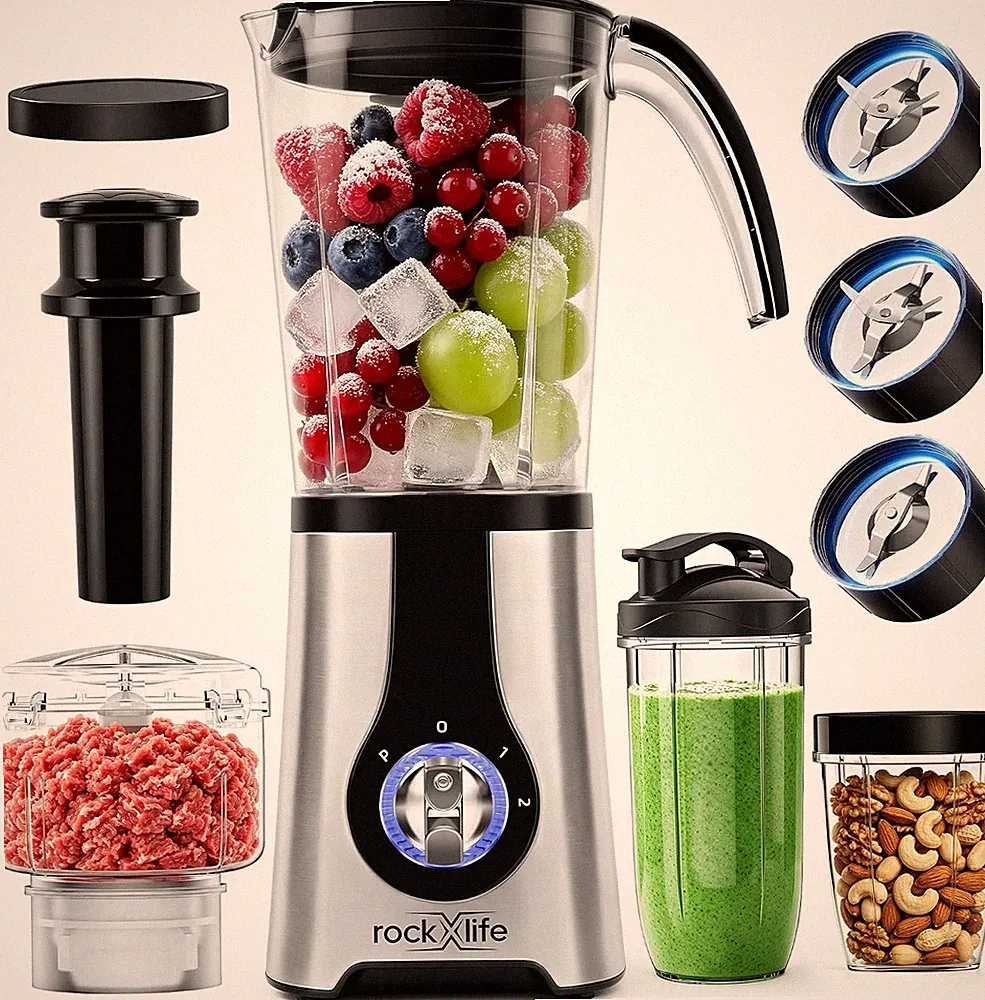 Blender and Food Processor Combo, 5-In-1 Countertop Blender with 42 Oz Pitcher