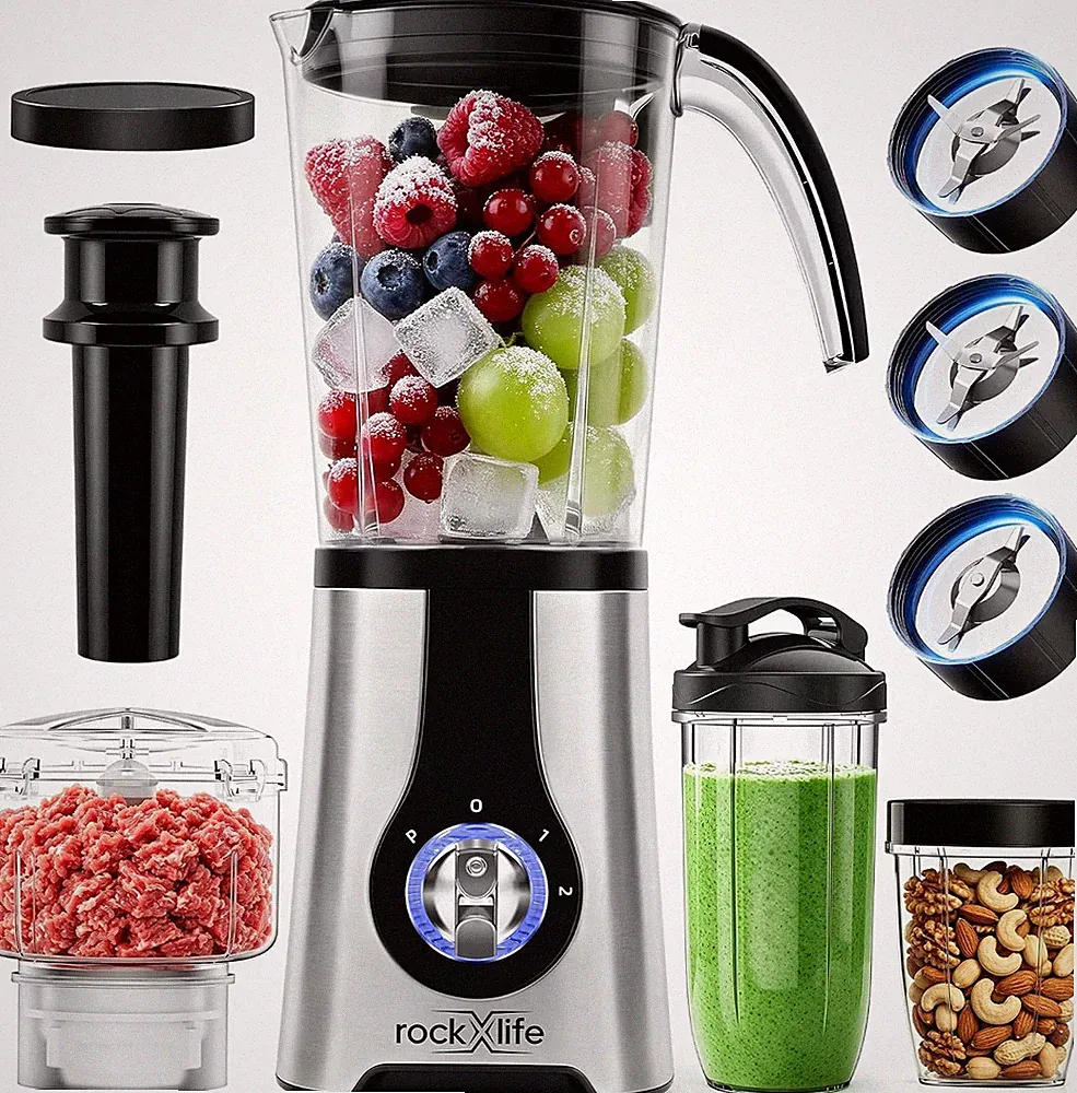 Blender and Food Processor Combo, 5-in-1 Countertop Blender with 42 oz Pitcher