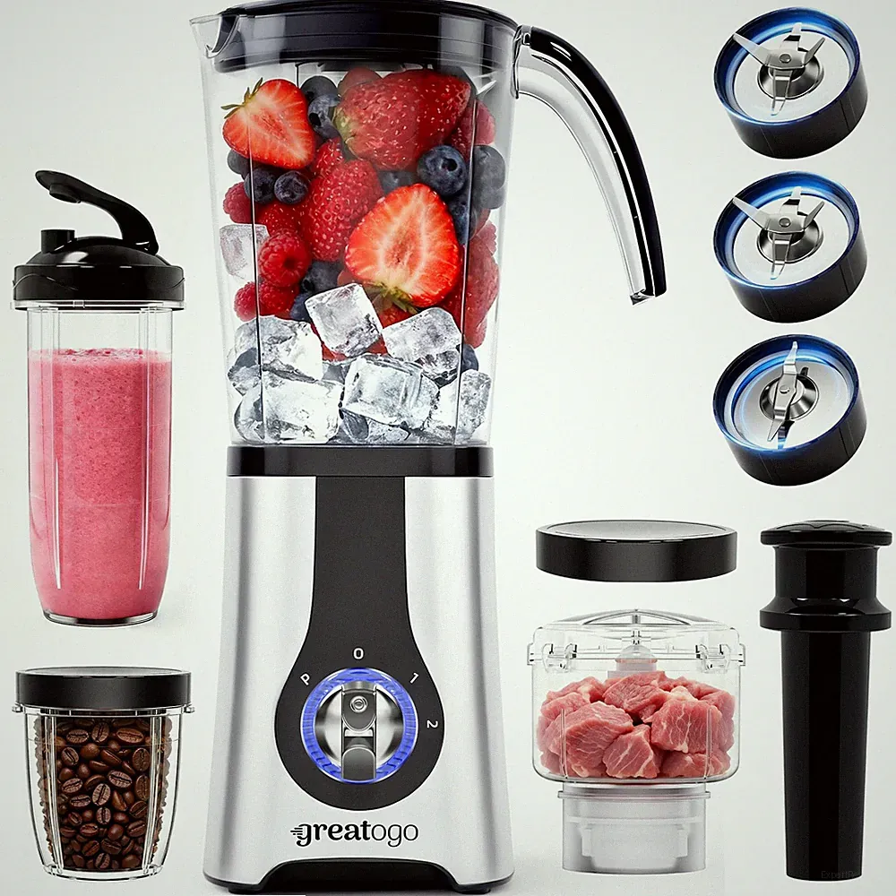 Blender and Food Processor Combo, Small Smoothie Blender with Grinder & Meat...