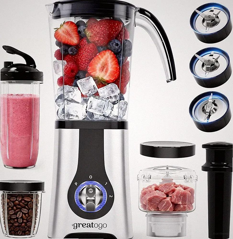 Blender and Food Processor Combo, Small Smoothie Blender with Grinder & Meat Cho