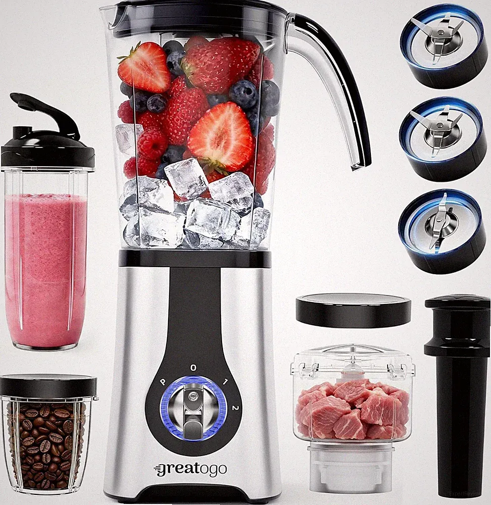 Blender and Food Processor Combo, Small Smoothie Blender with Grinder & Meat Cho