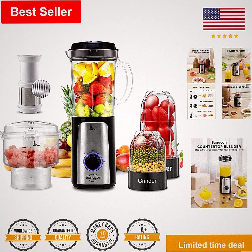 Blender and Food Processor Combo - Smoothies and Shakes - 4 Cups & 3 Blades