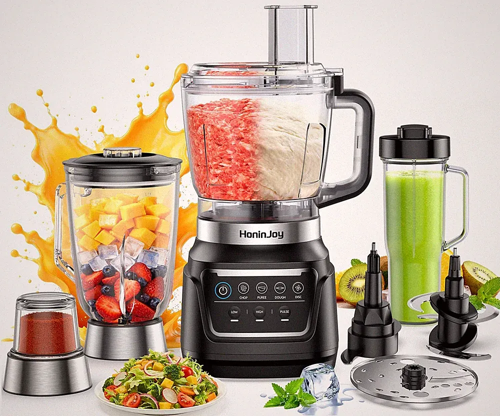 Blender Food Processor 10-in-1 Professional Ice Crushing Dough Making FP12 Safe