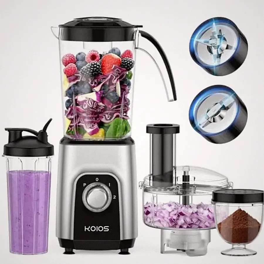 Blender/Food Processor Combo 1000W 4-In-1 Kitchen System with 34Oz Pitcher 22Oz