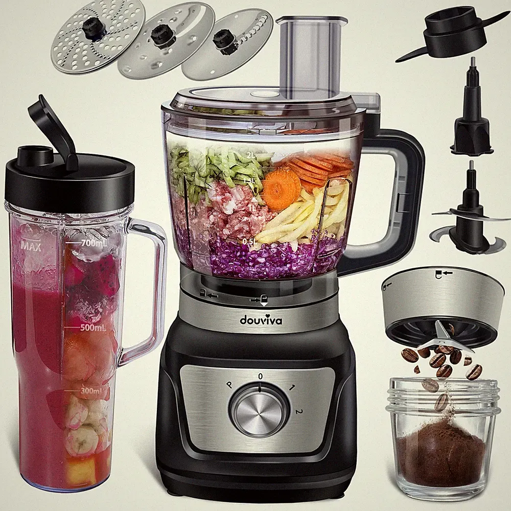 Blender & Food Processor Combo 1000W, 68oz Processor Bowl,24oz To-Go Lid Cup,...