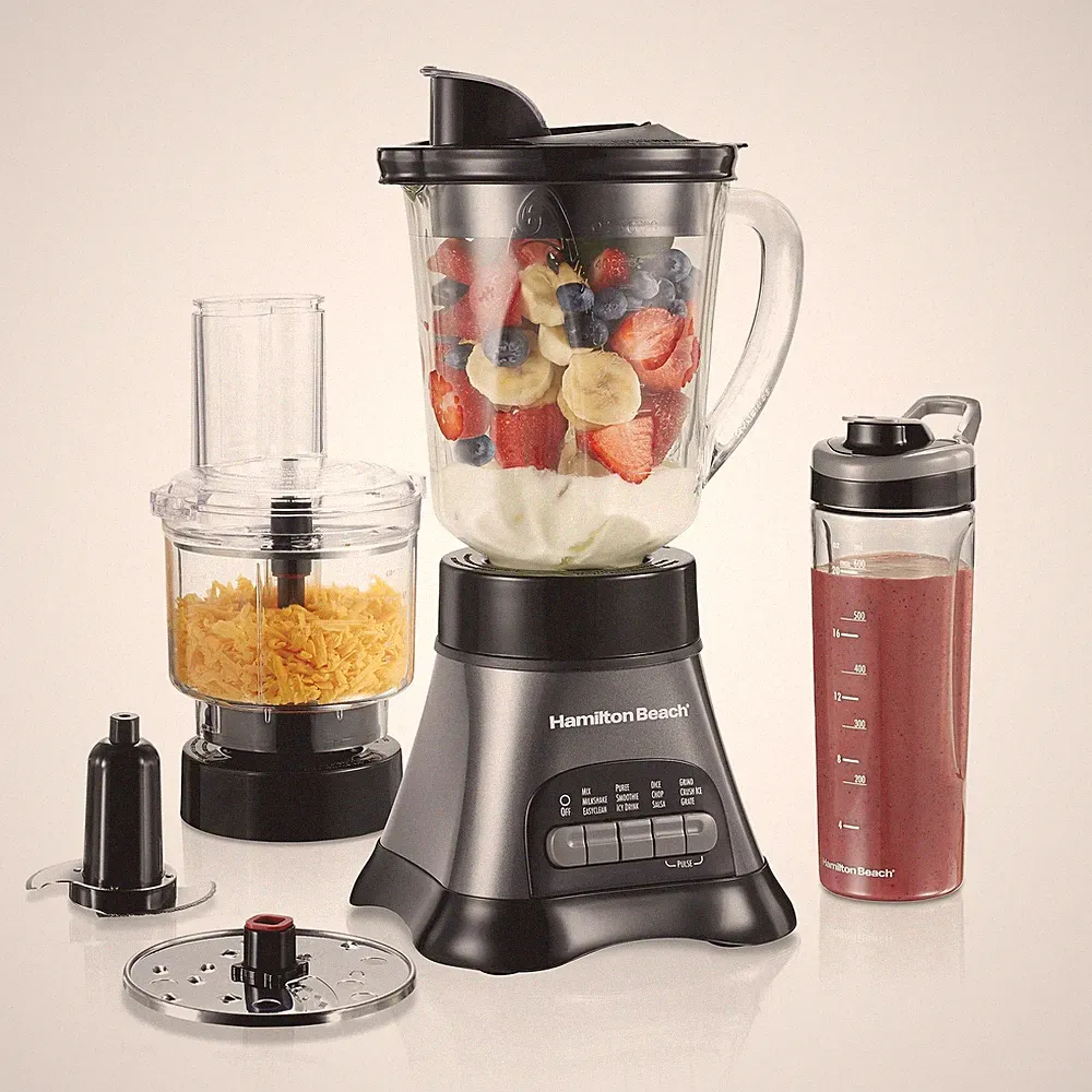 Blender Food Processor Combo 40oz Jar 700W Gray Black Hamilton Beach 58163 Glass