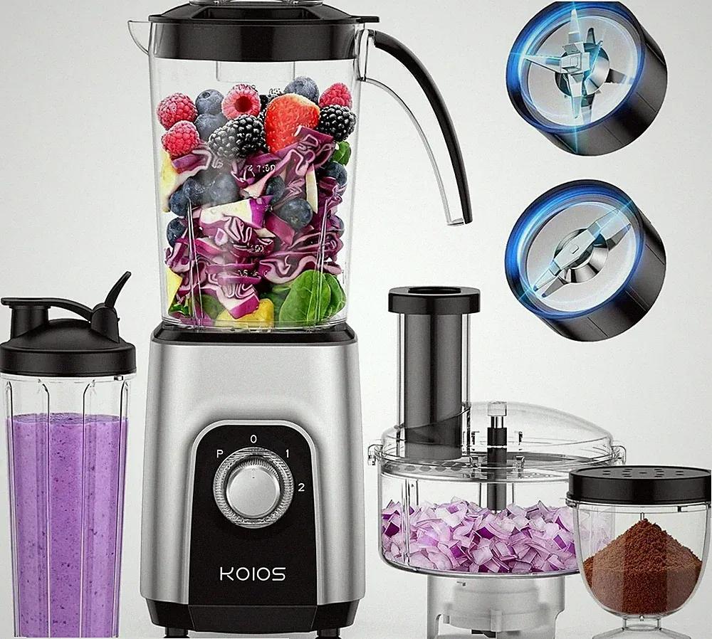 Blender/Food Processor Combo Max 1000W, 4 in 1 34oz Pitcher, 22oz Blending Cu...