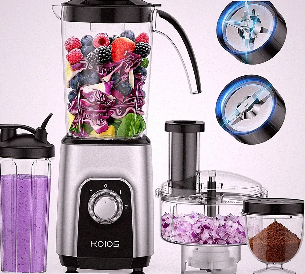 Blender/Food Processor Combo Max 1000W, 4 in 1 34Oz Pitcher, 22Oz Travel Cup, Me