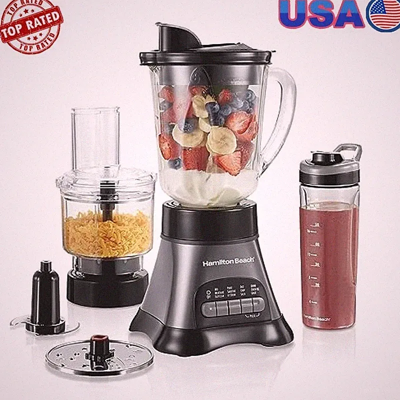 Blender Shakes &Smoothies & Food Processor Combo W/ 40oz Glass Jar Portable New