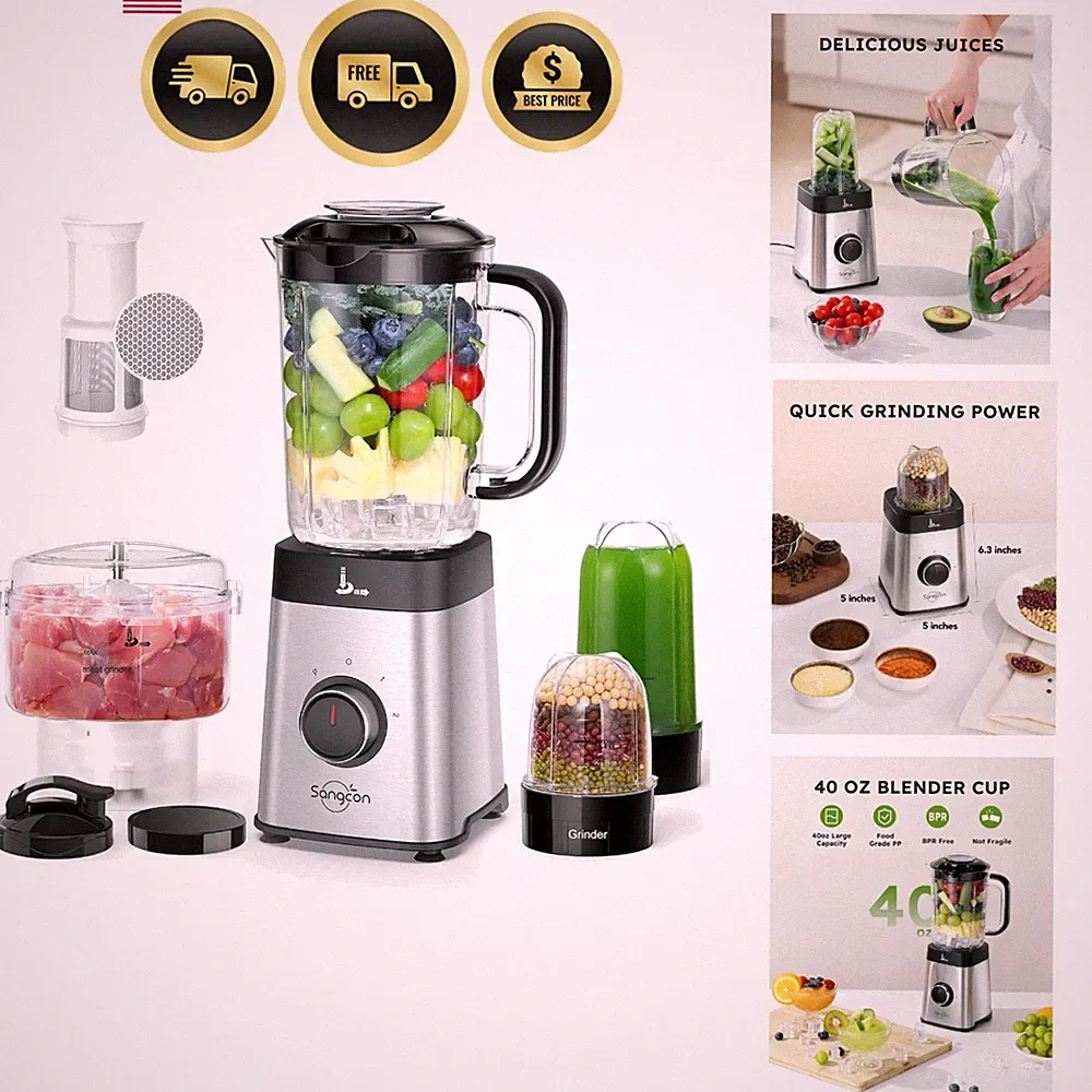 Blenders and Food Processor Combo for Kitchen, 5 in 1 Blender for Shakes and...