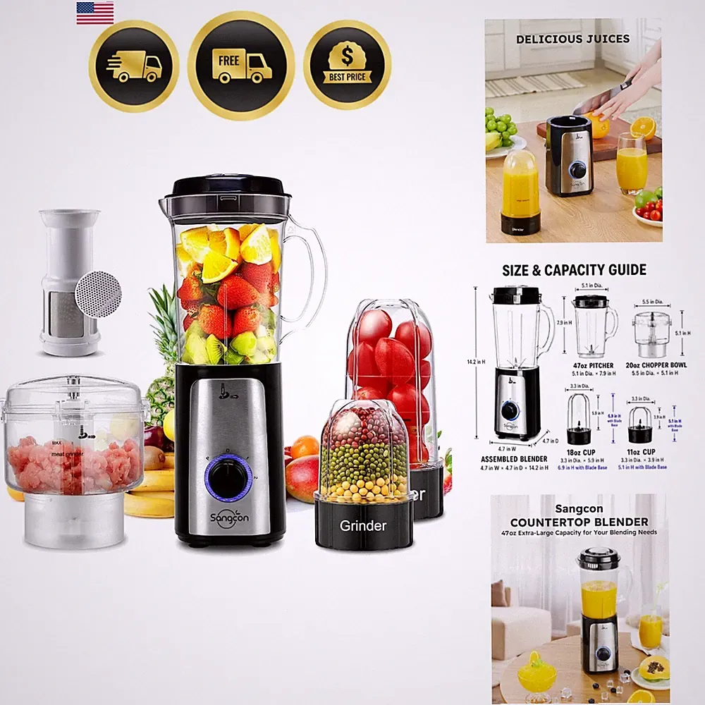 Blenders for Kitchen, 5-in-1 Food Processor Combo for Smoothies Set | BPA-Fre...