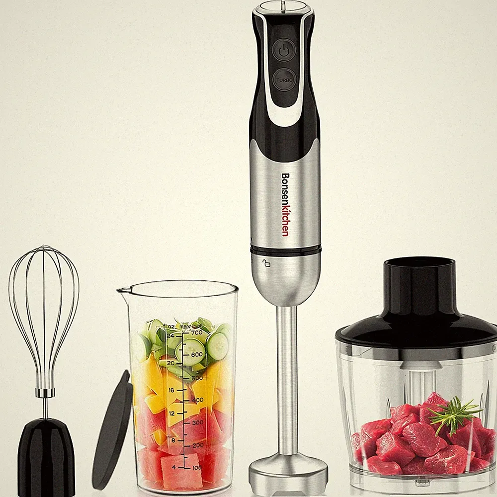 Bonsenkitchen 4-in-1 Immersion Blender Handheld with Food Processor, 12 Speed...