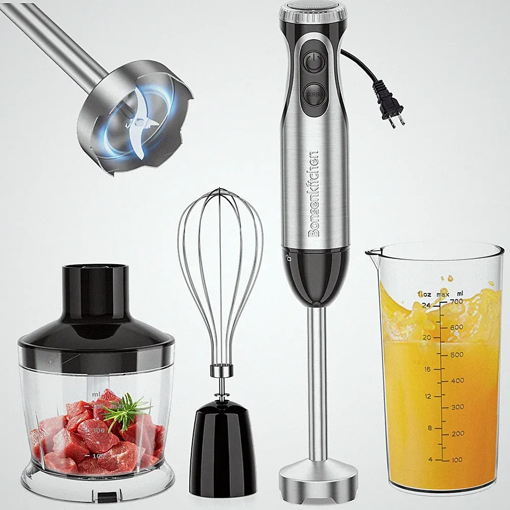 Bonsenkitchen Immersion Blender Handheld with Food Processor, 20 Speeds, Whisk