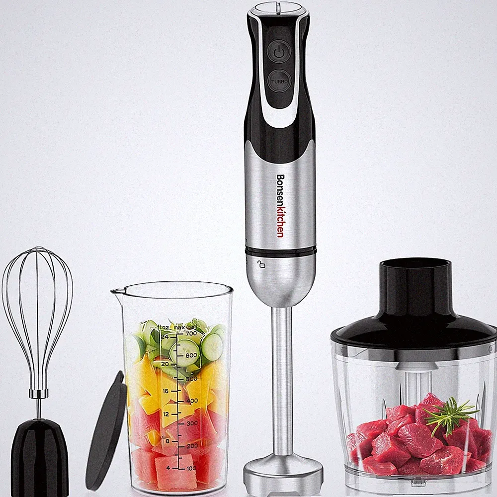 Bonsenkitchen Immersion Blender with Food Processor 12 Speeds & Turbo Mode 4 In