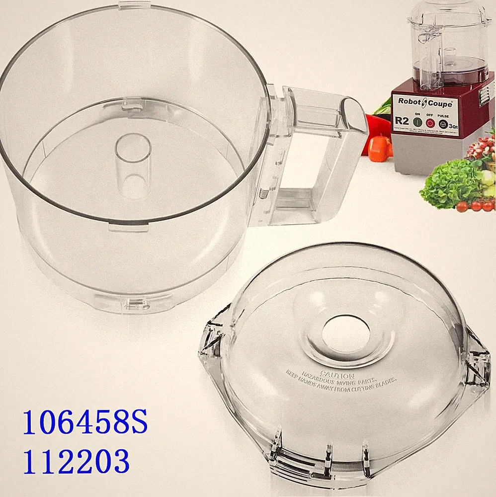 Bowl and Lid, Clear For Robot Coupe Food Processor Cutter 112203, 106458S, 3Qt