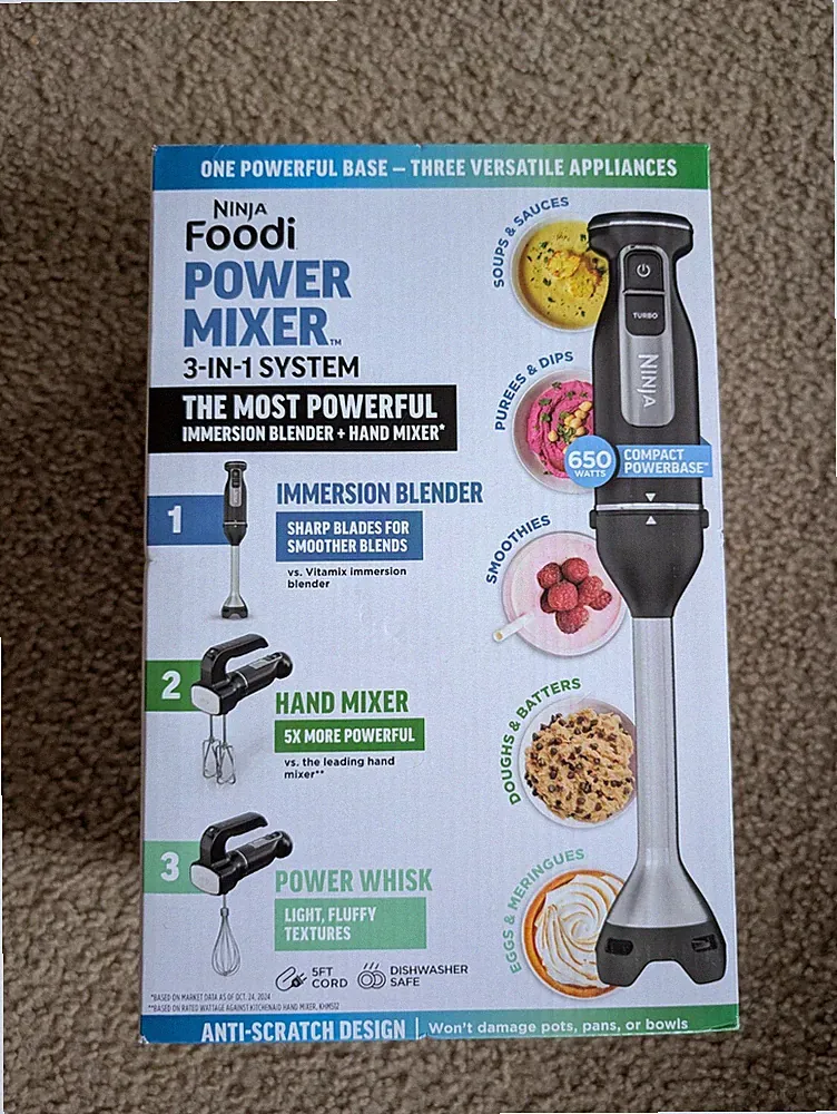 Brand New Ninja Foodi 3 in 1 Power Mixer System: Hand Mixer & Immersion Blender