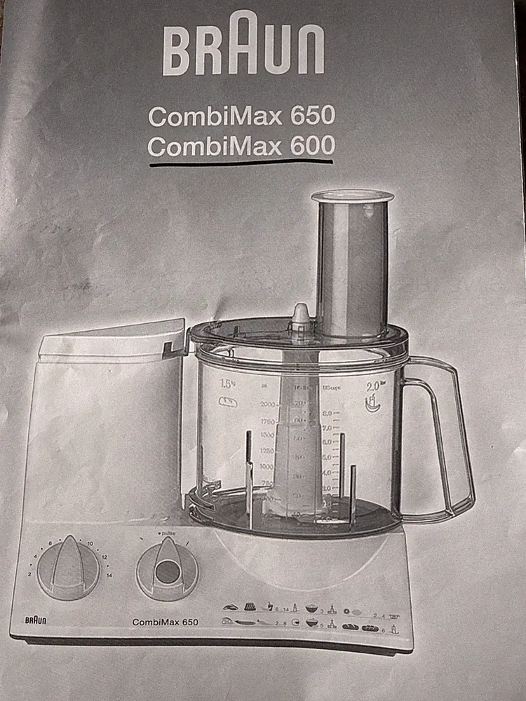 Braun CombiMax 600 Food Processor 600W Center K600 Made in EU (Mint)