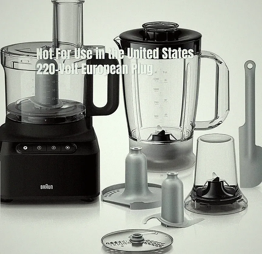 Braun FP3132 220 Volt Food Processor, Blender, Grinder 220V For Export (NON-USA)