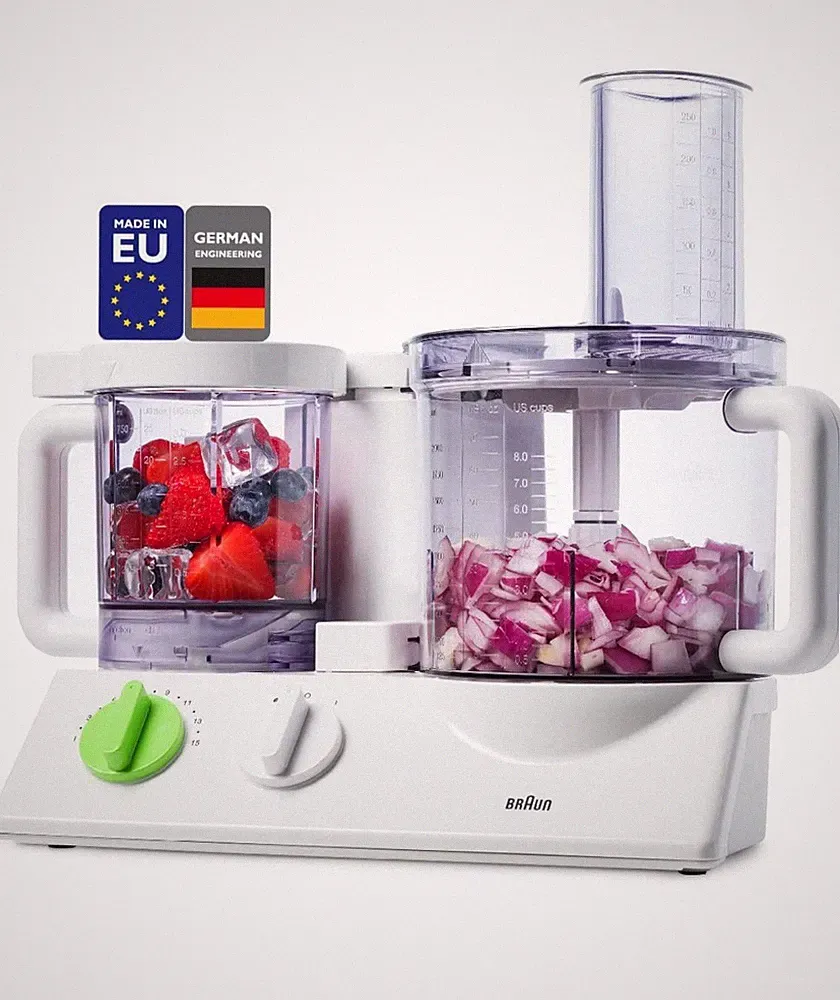 Braun Sous Chef 1000W Food Processor 12-Cup + 0.75L Chopper, 15-Speed White