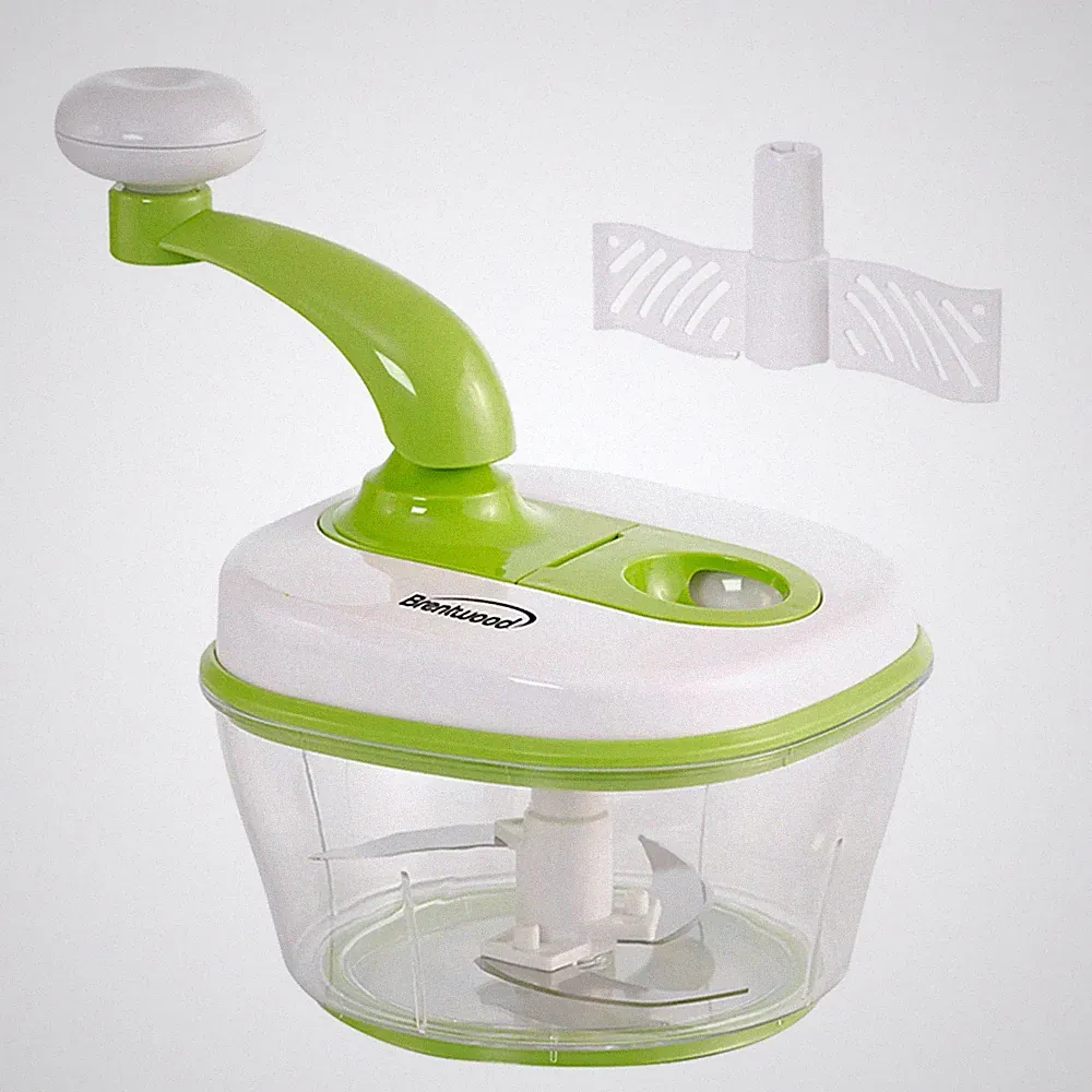 Brentwood 8 Cup Hand Crank Food Processor With Stainless Steel Blades And Paddle