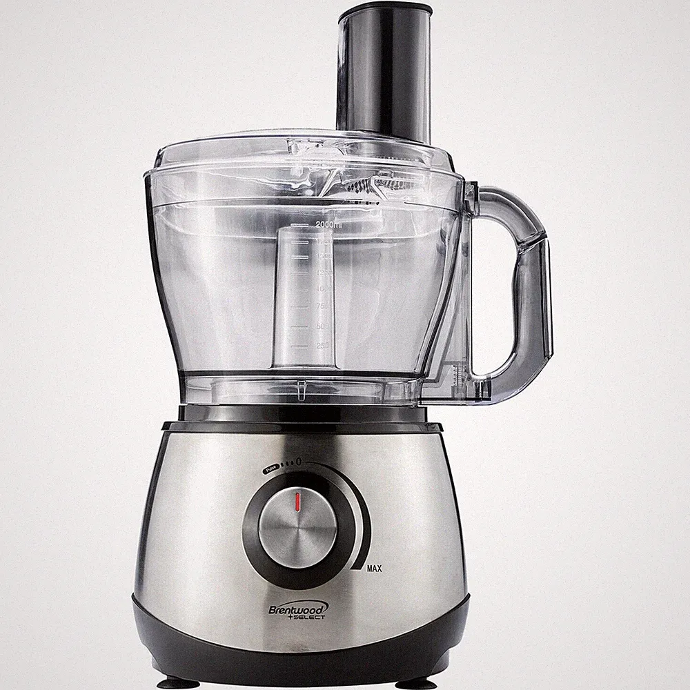 Brentwood Select 600W 9-Cup Stainless Steel Food Processor w Attachments Blades