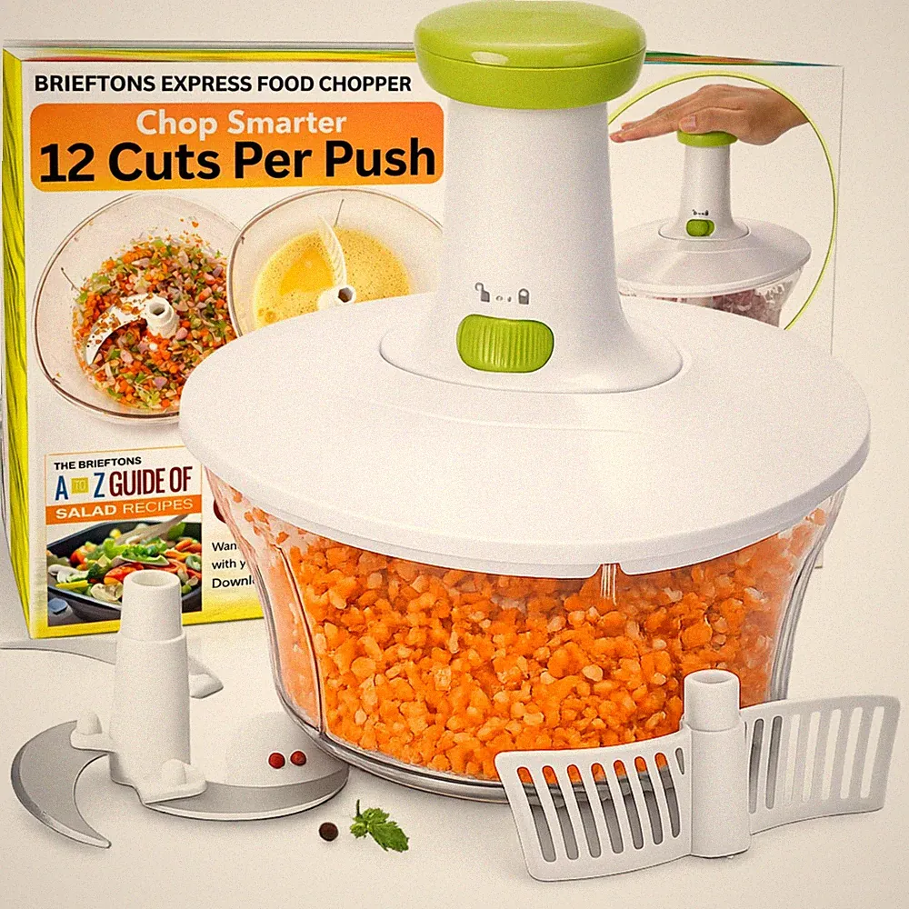 Brieftons Express 6.8-Cup Manual Food Chopper & Vegetable Cutter for Salsa, Sala
