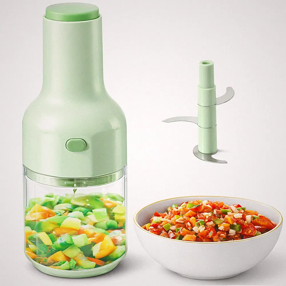 Brieftons Express Manual Food Chopper: 2-Cup, Hand 2_cup, Green - 2 Cup