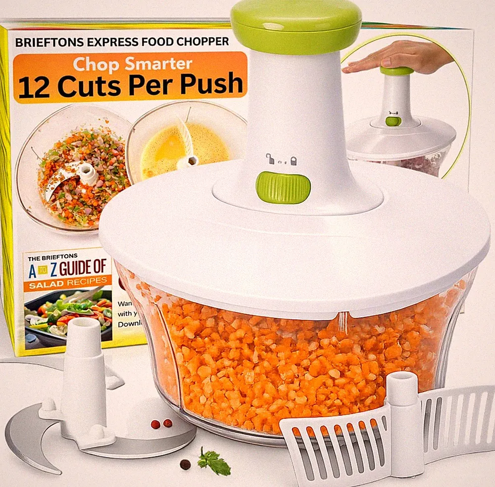 Brieftons Express Manual Food Chopper: 6.8-Cup, Hand Chopper Vegetable Cutter to