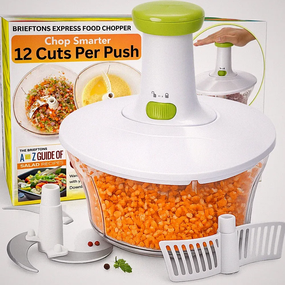 Brieftons Express Manual Food Chopper 6.8 Cup Hand Pump Vegetable Chopper to