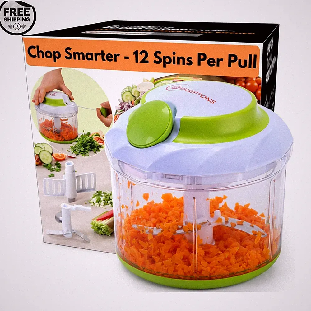Brieftons QuickPull 4 Cup Manual Food Chopper Hand Pull Vegetable Onion Blender