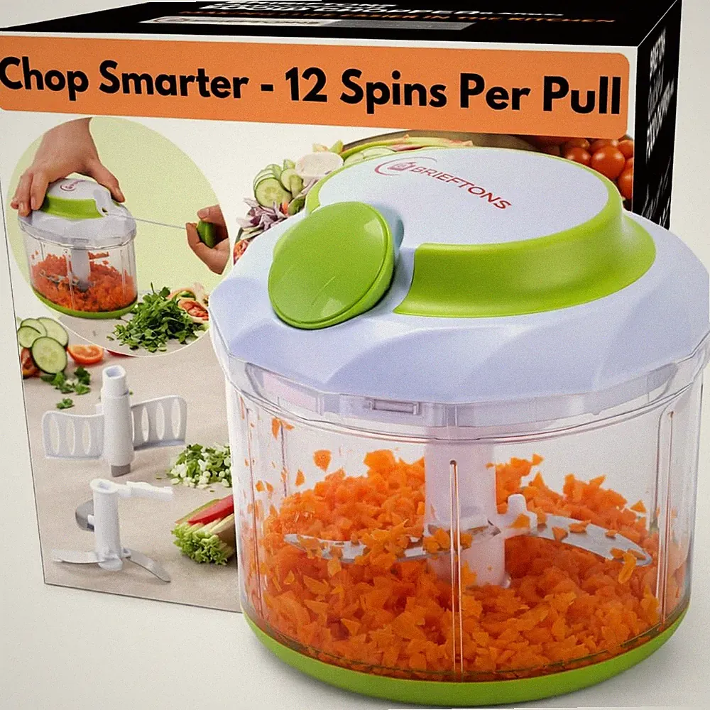 Brieftons QuickPull Manual Food Chopper Large 4Cup Powerful Hand Pull Chopper...