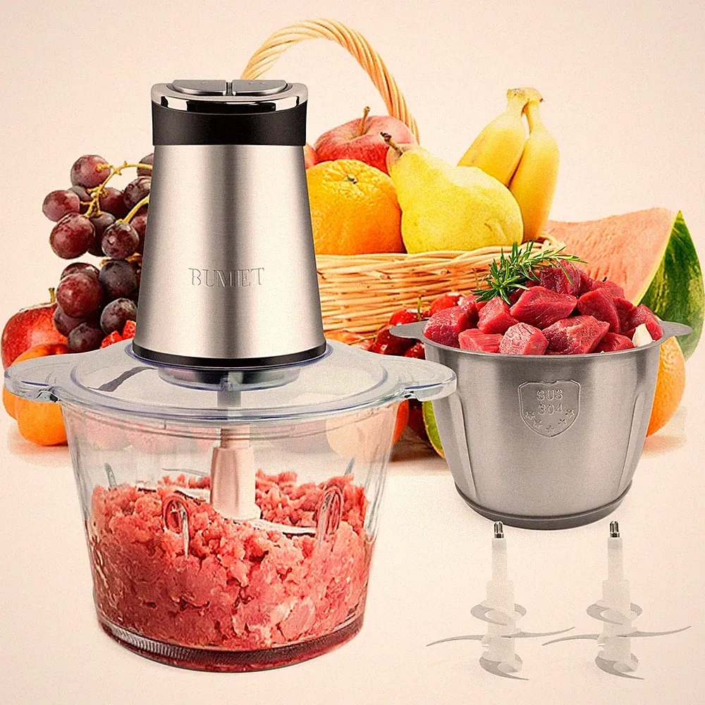 BUMET 2X12cup bowls 800W Electric Food Processor with LED timer. 3Tiered 6 Cu...