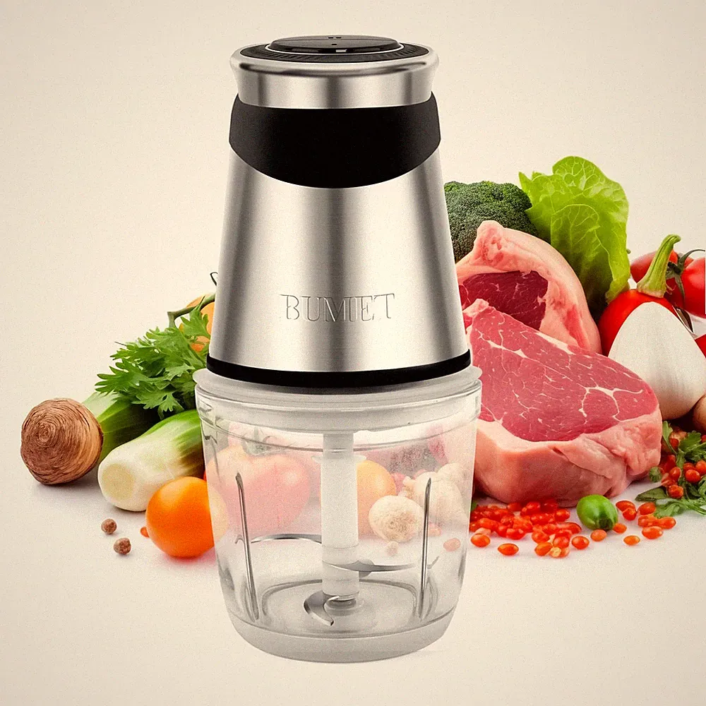BUMET Electric Food Processor Vegetable Chopper 500W with 2.5 Cup Glass Bowl...