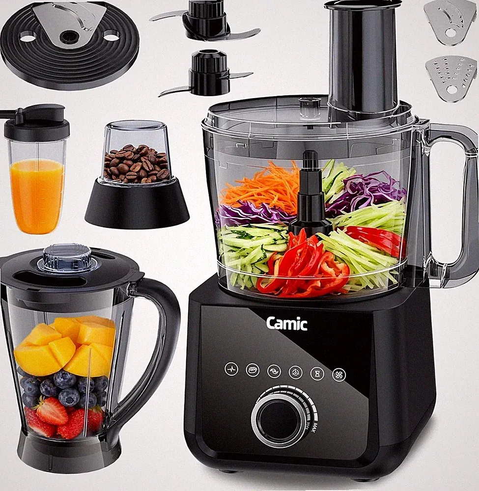 Camic 600W Food Processor Blender 6 Presets Chopping Slicing Dough