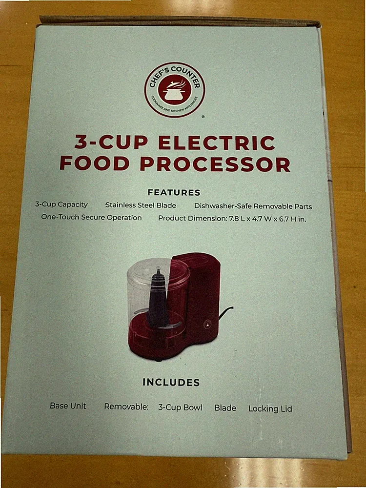CHEF'S COUNTER 3 Cup Electric Food Processor BRAND NEW Stainless Steel Blade