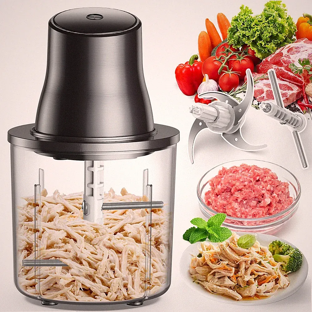Chicken Shredder, Electric Food Chopper with Meat Grinder & Chicken Black