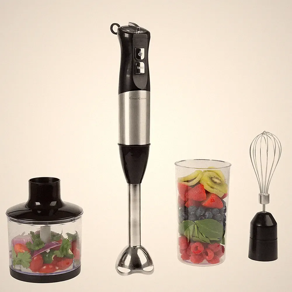 Classic Cuisine 6-Speed Handheld 4-in-1 Immersion Blender for Soups (Black)