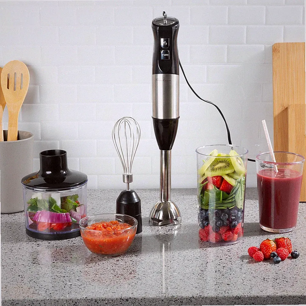 Classic Cuisine Immersion Blender-4-In-1 6 Speed Hand Mixer Set Whi... Fast Ship