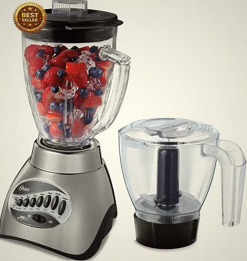 Classic Series 16-Speed Blender with Food Chopper & 6-Cup Glass Jar, Countertop